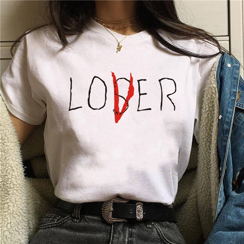 Women Summer Fashion T shirt Unisex Casual Short Sleeve Loser Lover It Inspired T-Shirt Tops
