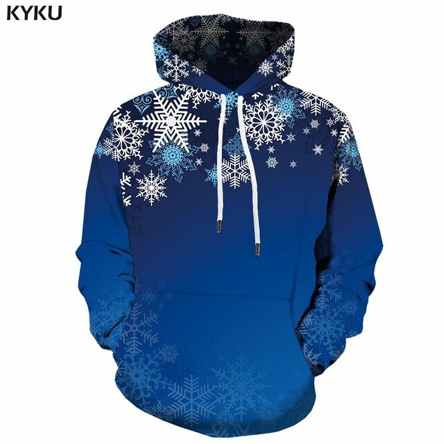 KYKU Christmas Hoodies Men Sweatshirt Red Hip Hop 3d Print Hoodie Xmas Snowflake Sweatshirt Pullover Hooded Funny Mens Clothing