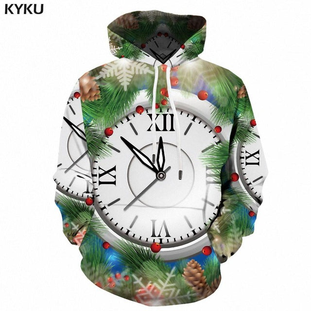 KYKU Christmas Hoodies Men Sweatshirt Red Hip Hop 3d Print Hoodie Xmas Snowflake Sweatshirt Pullover Hooded Funny Mens Clothing